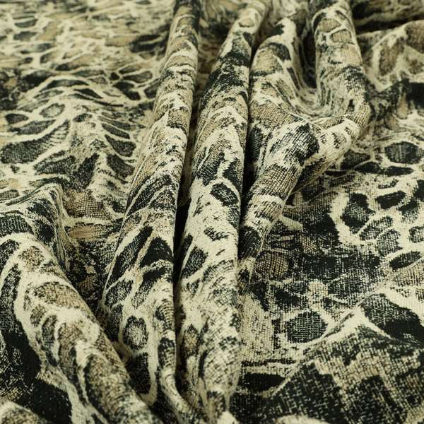 Old Stone Effect Pattern Black Beige Colour Soft Chenille Upholstery Fabric JO-1141