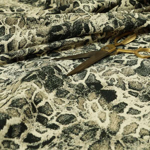 Old Stone Effect Pattern Black Beige Colour Soft Chenille Upholstery Fabric JO-1141 - Made To Measure Curtains