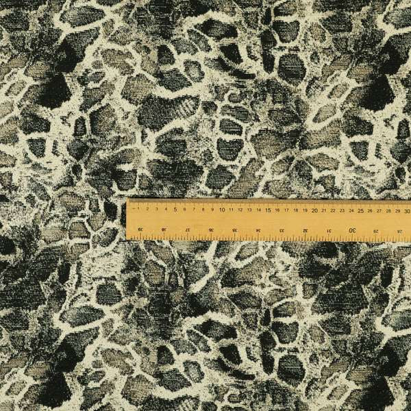 Old Stone Effect Pattern Black Beige Colour Soft Chenille Upholstery Fabric JO-1141