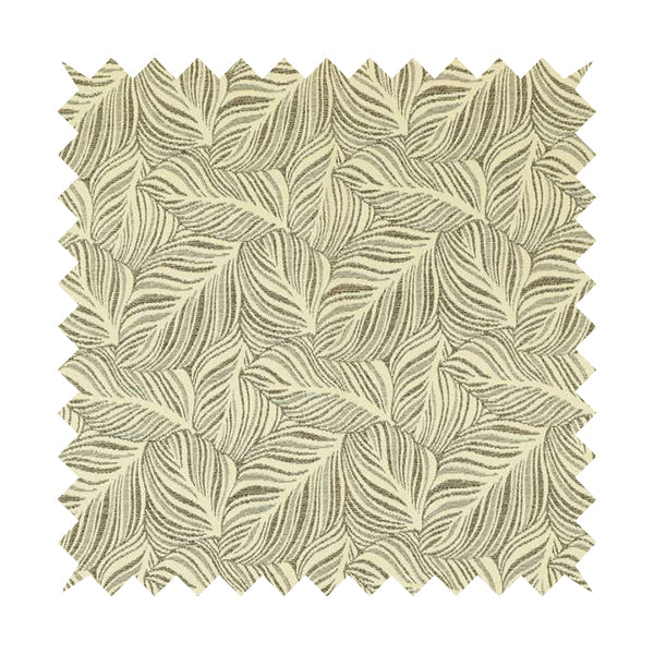 Leaf Pattern In Natural Cream Brown Colour Chenille Upholstery Fabric JO-1143