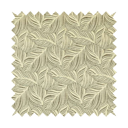 Leaf Pattern In Natural Cream Brown Colour Chenille Upholstery Fabric JO-1143