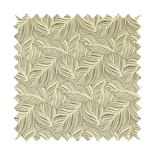 Leaf Pattern In Natural Cream Brown Colour Chenille Upholstery Fabric JO-1143 - Made To Measure Curtains