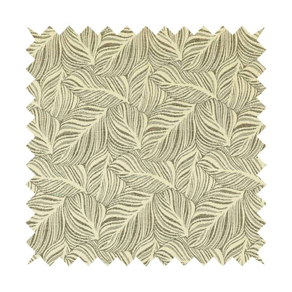 Leaf Pattern In Natural Cream Brown Colour Chenille Upholstery Fabric JO-1143 - Made To Measure Curtains