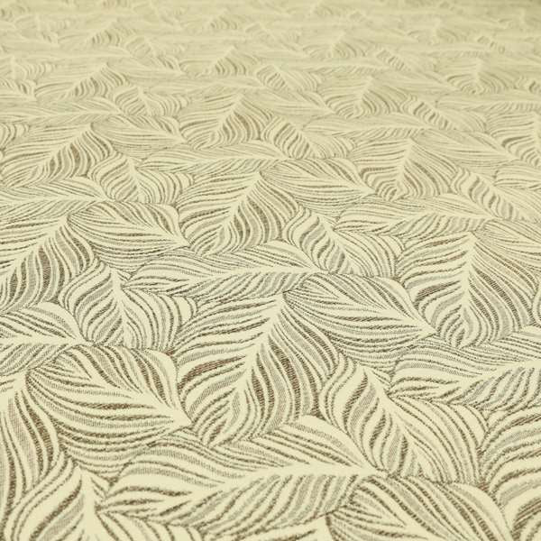 Leaf Pattern In Natural Cream Brown Colour Chenille Upholstery Fabric JO-1143 - Made To Measure Curtains