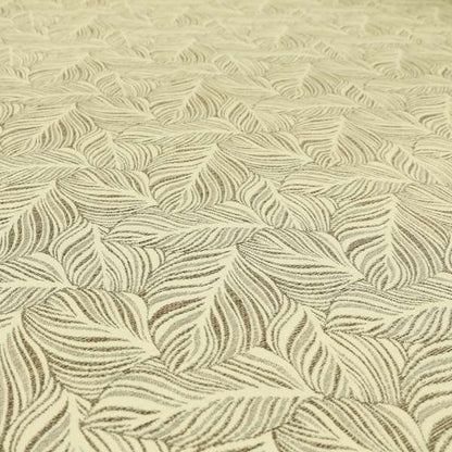 Leaf Pattern In Natural Cream Brown Colour Chenille Upholstery Fabric JO-1143 - Made To Measure Curtains