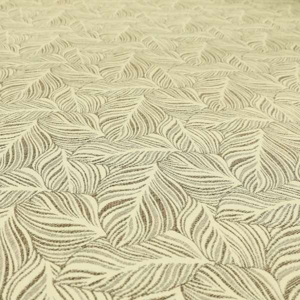 Leaf Pattern In Natural Cream Brown Colour Chenille Upholstery Fabric JO-1143 - Handmade Cushions