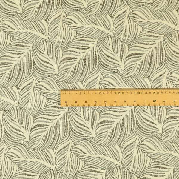 Leaf Pattern In Natural Cream Brown Colour Chenille Upholstery Fabric JO-1143 - Made To Measure Curtains