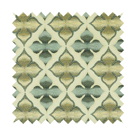 Spade Theme Faded Geometric Pattern In Grey Yellow Colour Chenille Upholstery Fabric JO-1144