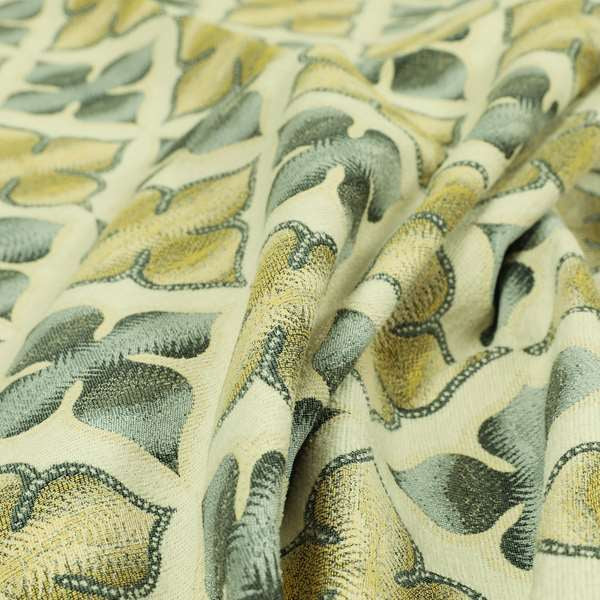 Spade Theme Faded Geometric Pattern In Grey Yellow Colour Chenille Upholstery Fabric JO-1144 - Made To Measure Curtains