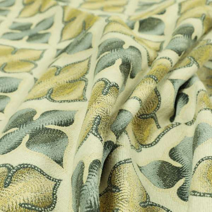 Spade Theme Faded Geometric Pattern In Grey Yellow Colour Chenille Upholstery Fabric JO-1144 - Made To Measure Curtains