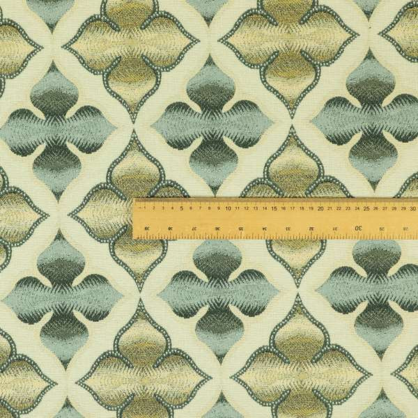 Spade Theme Faded Geometric Pattern In Grey Yellow Colour Chenille Upholstery Fabric JO-1144 - Made To Measure Curtains