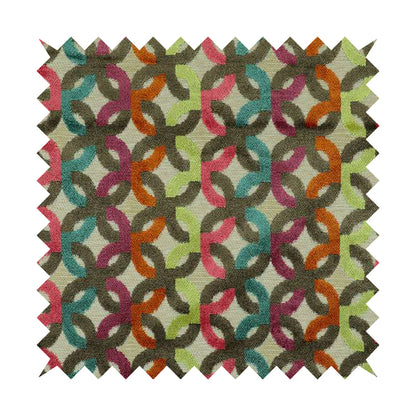 Modern Locked Pattern Cut Velvet Material Multi Coloured Upholstery Fabric JO-1145 - Roman Blinds