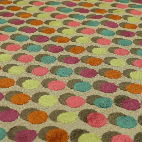 Modern Polka Dotted Pattern Cut Velvet Material Multi Coloured Upholstery Fabric JO-1146 - Roman Blinds