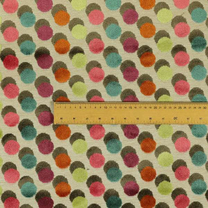 Modern Polka Dotted Pattern Cut Velvet Material Multi Coloured Upholstery Fabric JO-1146 - Made To Measure Curtains