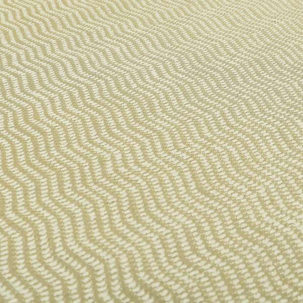 Cream Gold Colour Textured Vertical Striped Pattern Soft Chenille Upholstery Fabric JO-1147