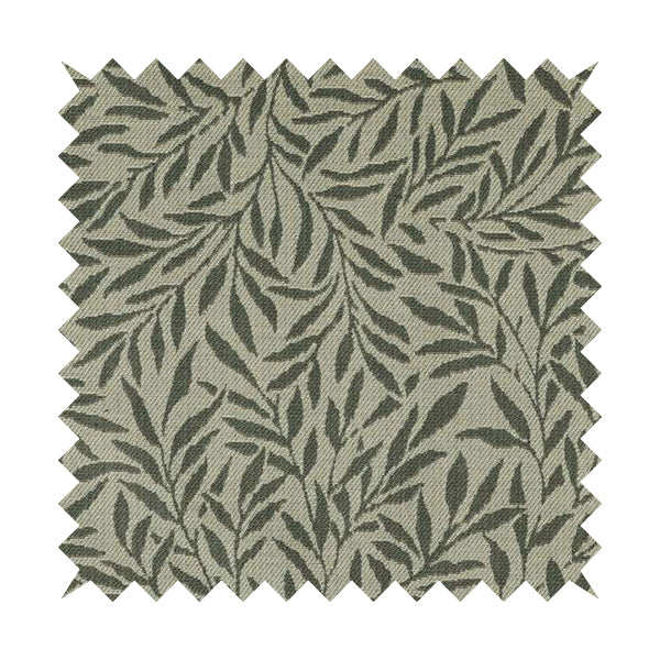 Grey Coloured Leaf Stem Pattern Chenille Furnishing Upholstery Fabric JO-1149 - Made To Measure Curtains