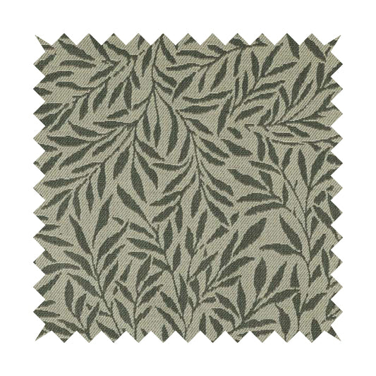 Grey Coloured Leaf Stem Pattern Chenille Furnishing Upholstery Fabric JO-1149