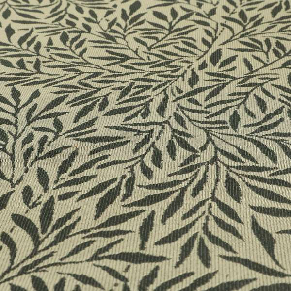 Grey Coloured Leaf Stem Pattern Chenille Furnishing Upholstery Fabric JO-1149 - Made To Measure Curtains