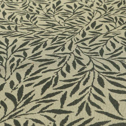 Grey Coloured Leaf Stem Pattern Chenille Furnishing Upholstery Fabric JO-1149 - Made To Measure Curtains