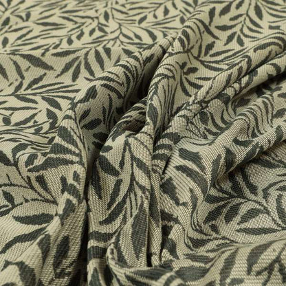 Grey Coloured Leaf Stem Pattern Chenille Furnishing Upholstery Fabric JO-1149 - Handmade Cushions