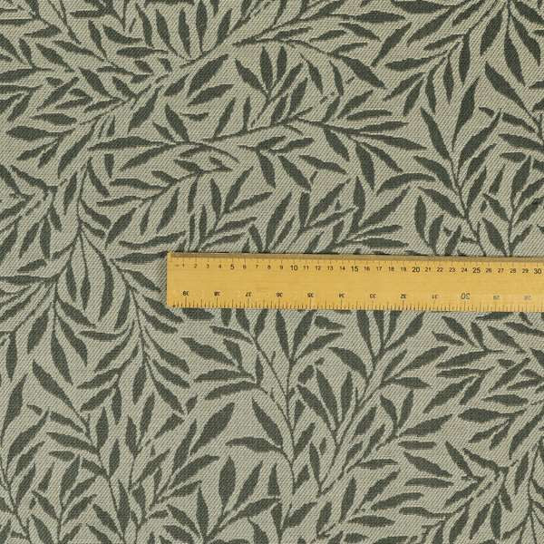 Grey Coloured Leaf Stem Pattern Chenille Furnishing Upholstery Fabric JO-1149 - Roman Blinds