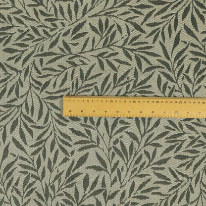 Grey Coloured Leaf Stem Pattern Chenille Furnishing Upholstery Fabric JO-1149 - Made To Measure Curtains