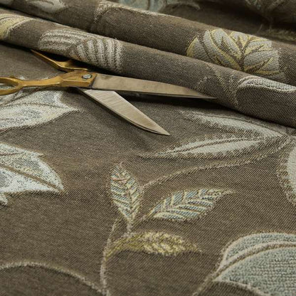 Brown Floral Inspired Soft Chenille Upholstery Fabric JO-115 - Made To Measure Curtains