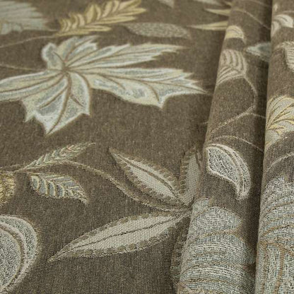 Brown Floral Inspired Soft Chenille Upholstery Fabric JO-115 - Made To Measure Curtains