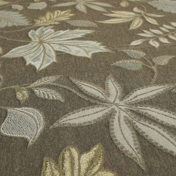 Brown Floral Inspired Soft Chenille Upholstery Fabric JO-115 - Made To Measure Curtains