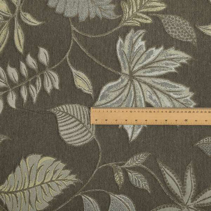 Brown Floral Inspired Soft Chenille Upholstery Fabric JO-115 - Made To Measure Curtains