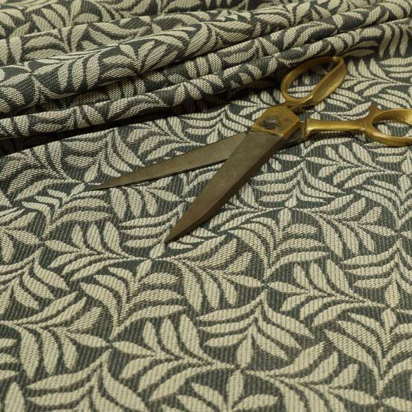 Grey Coloured Leaf Sprout Open Pattern Chenille Furnishing Upholstery Fabric JO-1150 - Roman Blinds