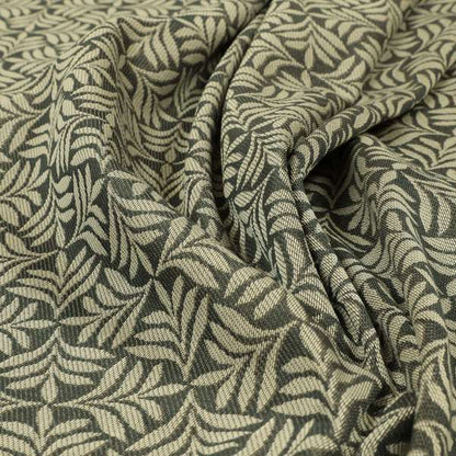 Grey Coloured Leaf Sprout Open Pattern Chenille Furnishing Upholstery Fabric JO-1150 - Made To Measure Curtains