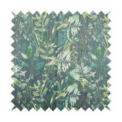 Soft Textured Velvet Floral Pattern Upholstery Fabrics In Blue Green Colour JO-1151 - Handmade Cushions