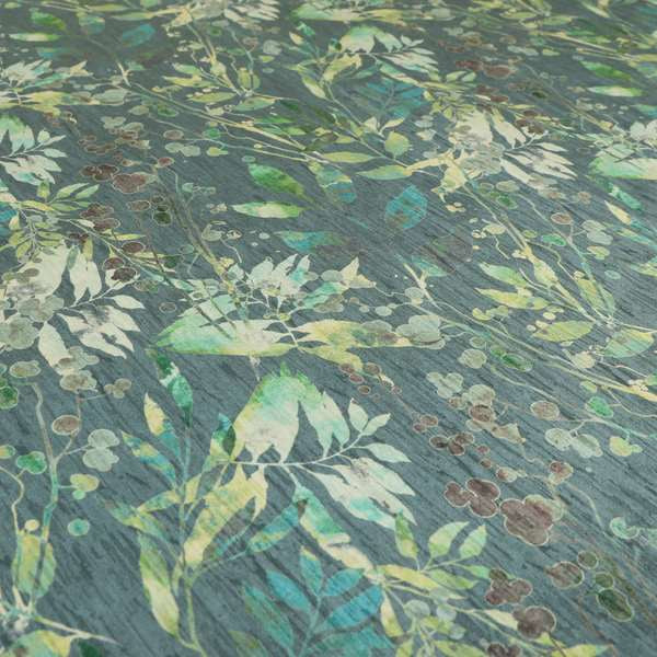 Soft Textured Velvet Floral Pattern Upholstery Fabrics In Blue Green Colour JO-1151 - Handmade Cushions