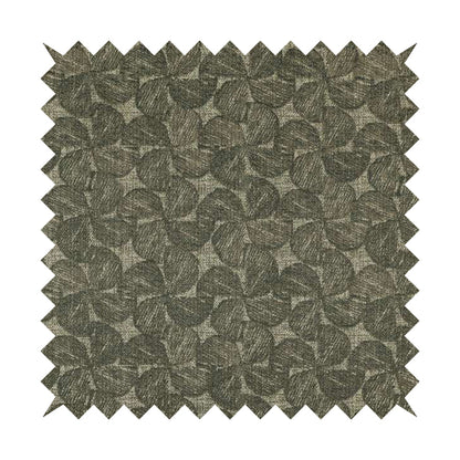 Grey Brown Coloured Leaf Stem Pattern Chenille Furnishing Upholstery Fabric JO-1152 - Roman Blinds