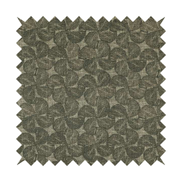 Grey Brown Coloured Leaf Stem Pattern Chenille Furnishing Upholstery Fabric JO-1152 - Made To Measure Curtains