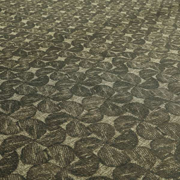 Grey Brown Coloured Leaf Stem Pattern Chenille Furnishing Upholstery Fabric JO-1152