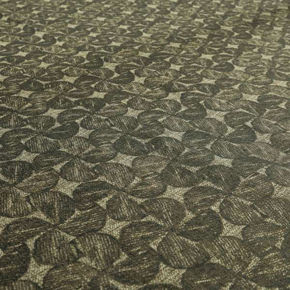 Grey Brown Coloured Leaf Stem Pattern Chenille Furnishing Upholstery Fabric JO-1152 - Made To Measure Curtains