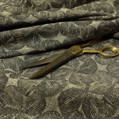 Grey Brown Coloured Leaf Stem Pattern Chenille Furnishing Upholstery Fabric JO-1152 - Handmade Cushions