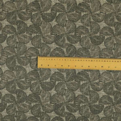 Grey Brown Coloured Leaf Stem Pattern Chenille Furnishing Upholstery Fabric JO-1152 - Roman Blinds