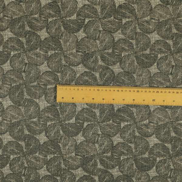 Grey Brown Coloured Leaf Stem Pattern Chenille Furnishing Upholstery Fabric JO-1152
