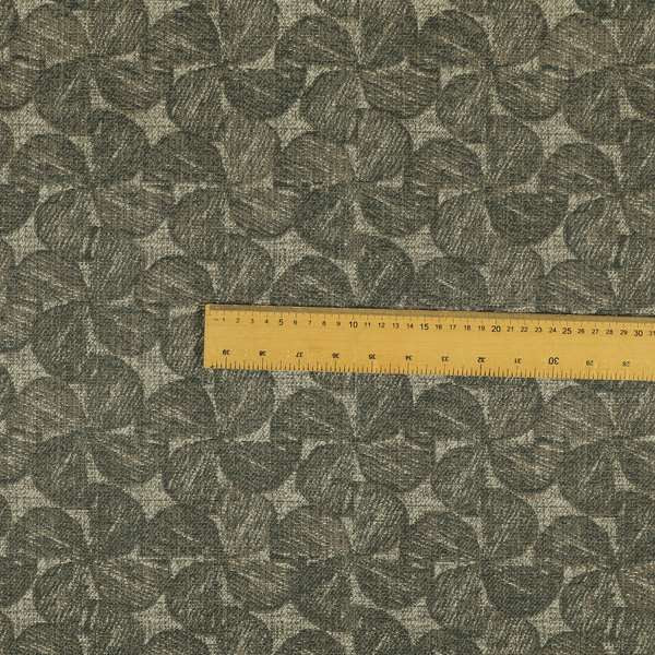 Grey Brown Coloured Leaf Stem Pattern Chenille Furnishing Upholstery Fabric JO-1152 - Made To Measure Curtains