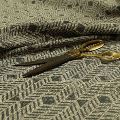 Grey Brown Coloured Horizontal Stripe Pattern Chenille Furnishing Upholstery Fabric JO-1153 - Made To Measure Curtains