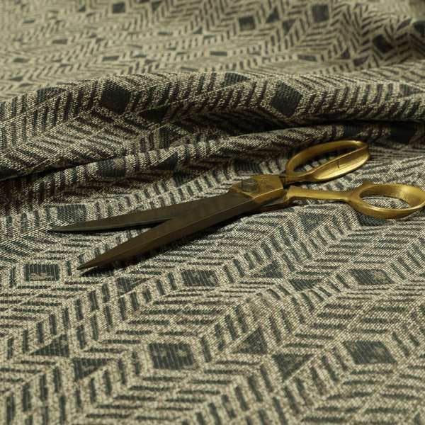 Grey Brown Coloured Horizontal Stripe Pattern Chenille Furnishing Upholstery Fabric JO-1153 - Handmade Cushions
