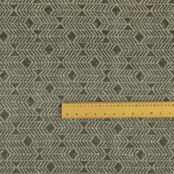 Grey Brown Coloured Horizontal Stripe Pattern Chenille Furnishing Upholstery Fabric JO-1153 - Roman Blinds