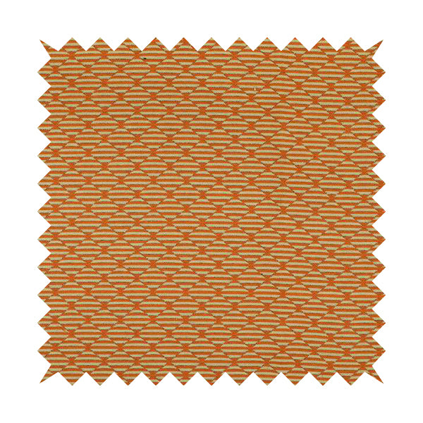 Orange Beige Colour Geometric Stripe Pattern Chenille Upholstery Fabric JO-1155 - Made To Measure Curtains