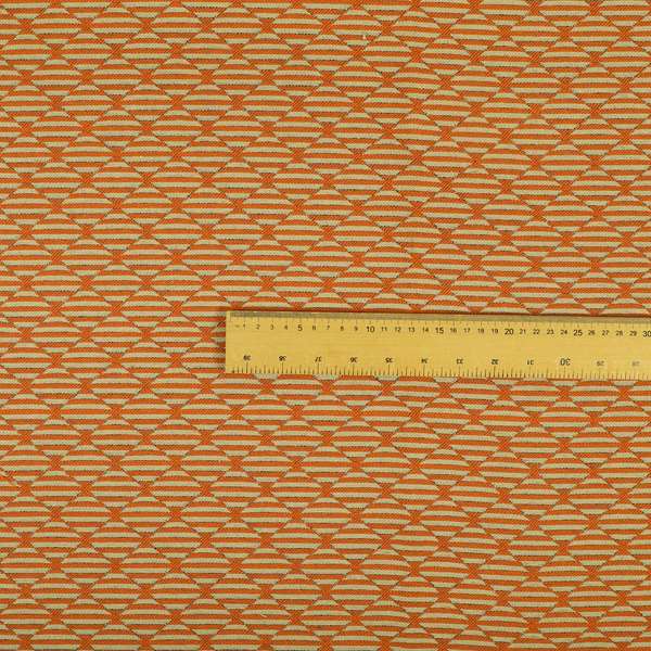 Orange Beige Colour Geometric Stripe Pattern Chenille Upholstery Fabric JO-1155 - Made To Measure Curtains