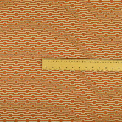 Orange Beige Colour Geometric Stripe Pattern Chenille Upholstery Fabric JO-1155 - Made To Measure Curtains