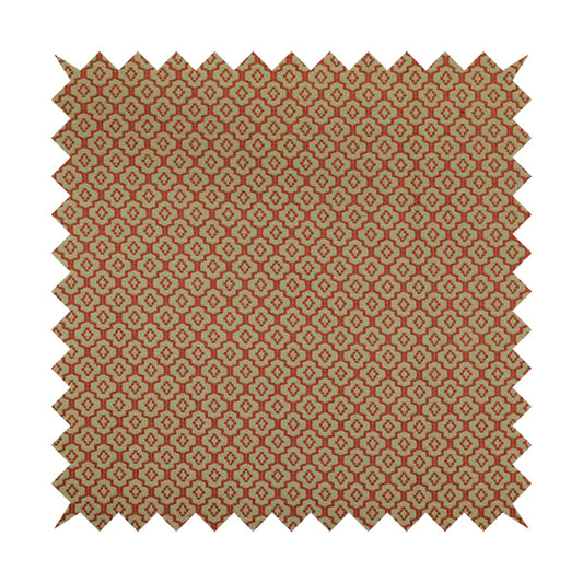 Red Beige Colour Medallion Uniformed Pattern Chenille Upholstery Fabric JO-1156