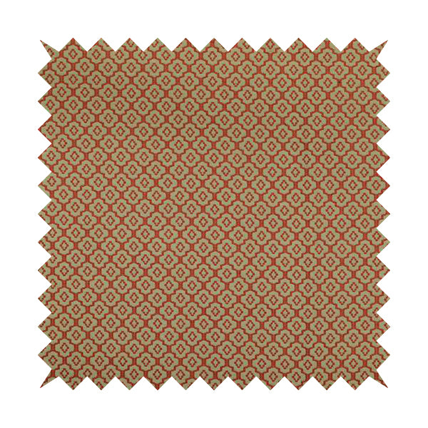 Red Beige Colour Medallion Uniformed Pattern Chenille Upholstery Fabric JO-1156 - Made To Measure Curtains